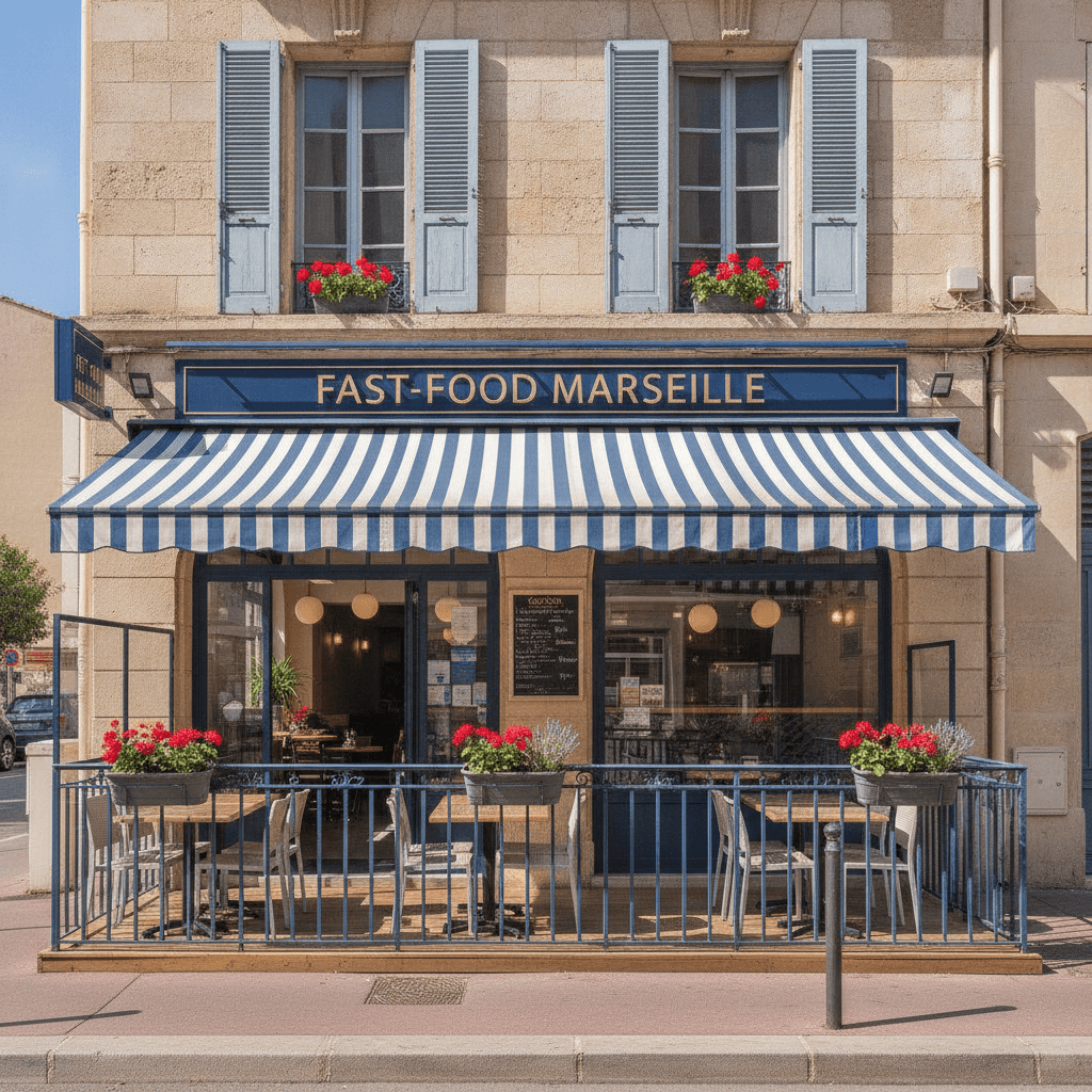 Fast-food 171m² à Marseille : terrasse - licence IV