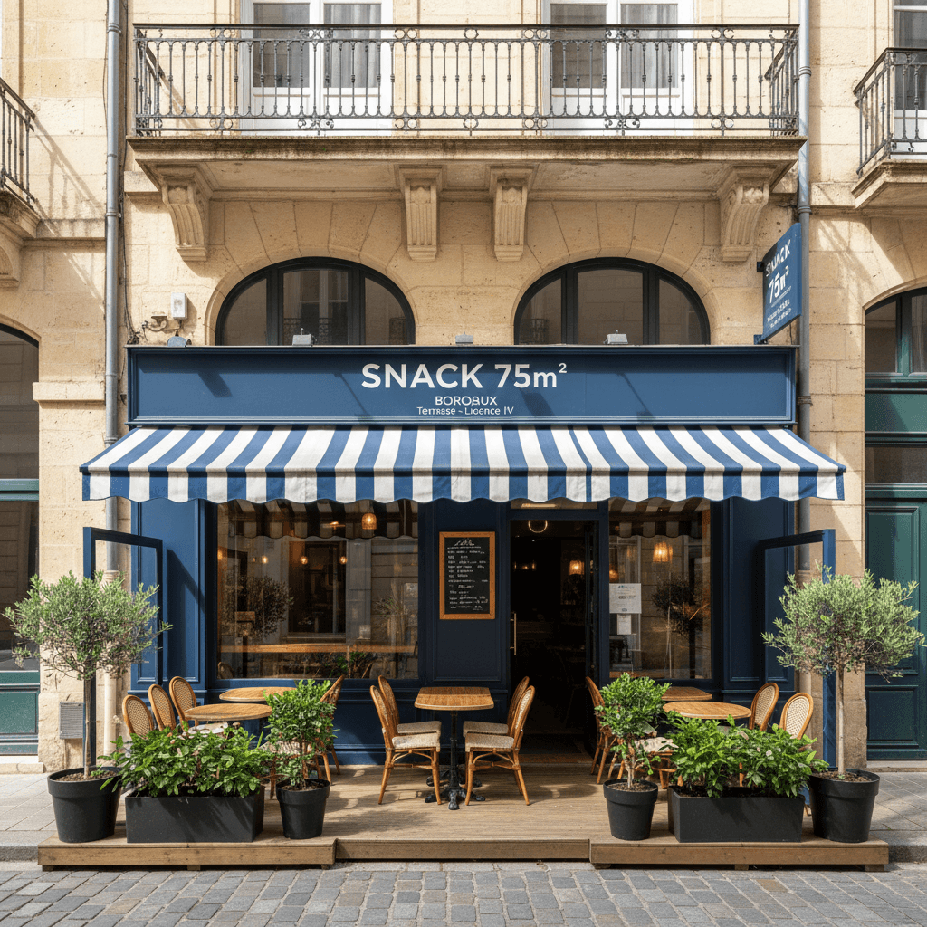 Snack 75m² à Bordeaux : terrasse - licence IV