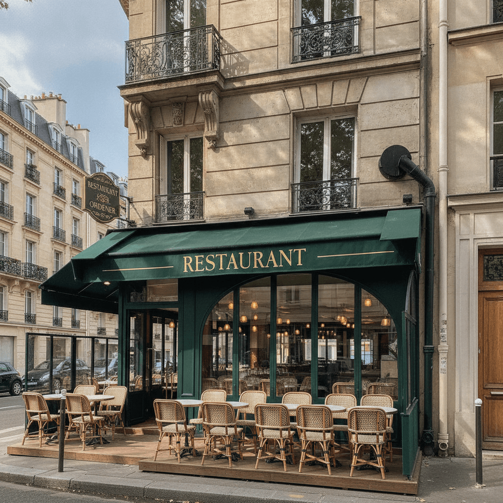 Restaurant 40 couverts à Paris : terrasse - extraction