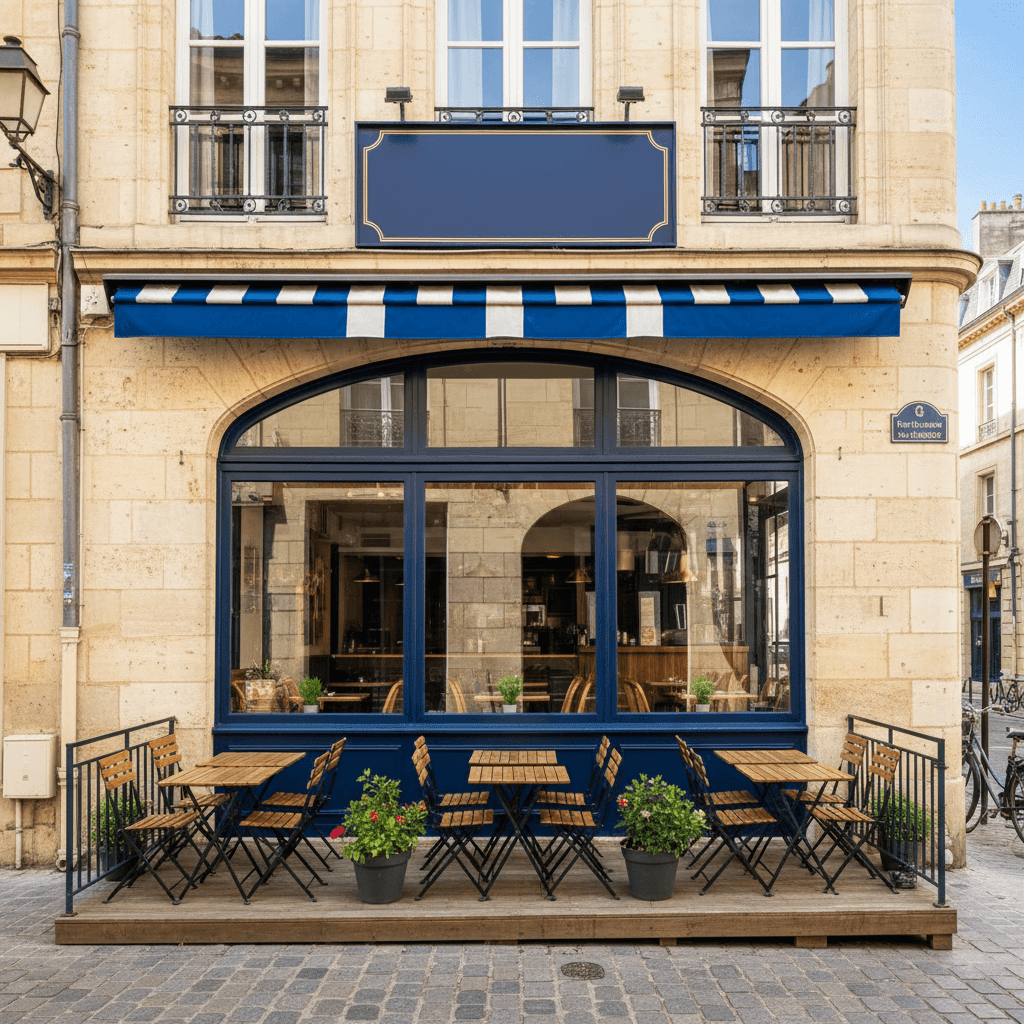 Restaurant à Bordeaux : terrasse - cuisine équipée