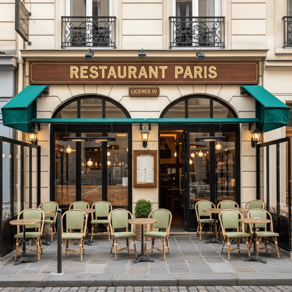 Restaurant 60 couverts à Paris : terrasse - licence IV