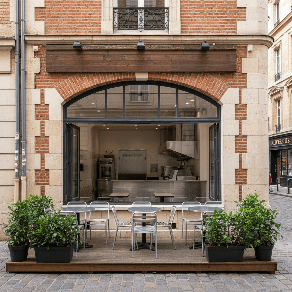 Fast-food à Toulouse : terrasse - extraction