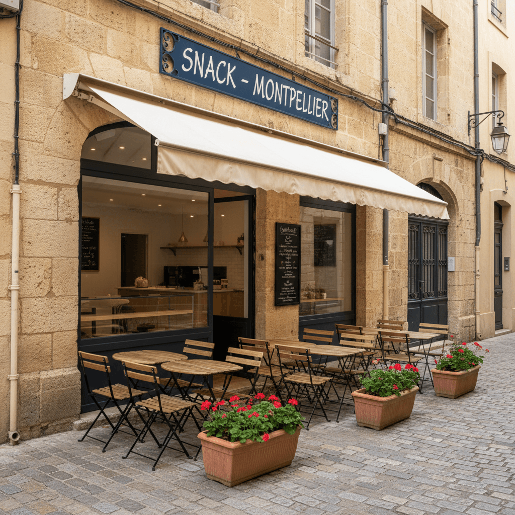 Snack 45m² à Montpellier : terrasse - cuisine équipée