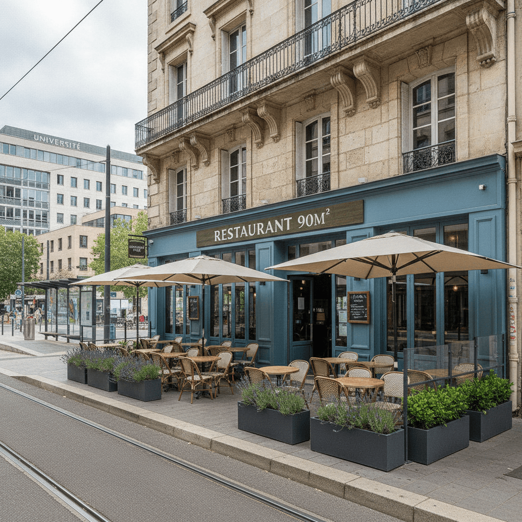Restaurant 90m² à Montpellier : terrasse - licence IV
