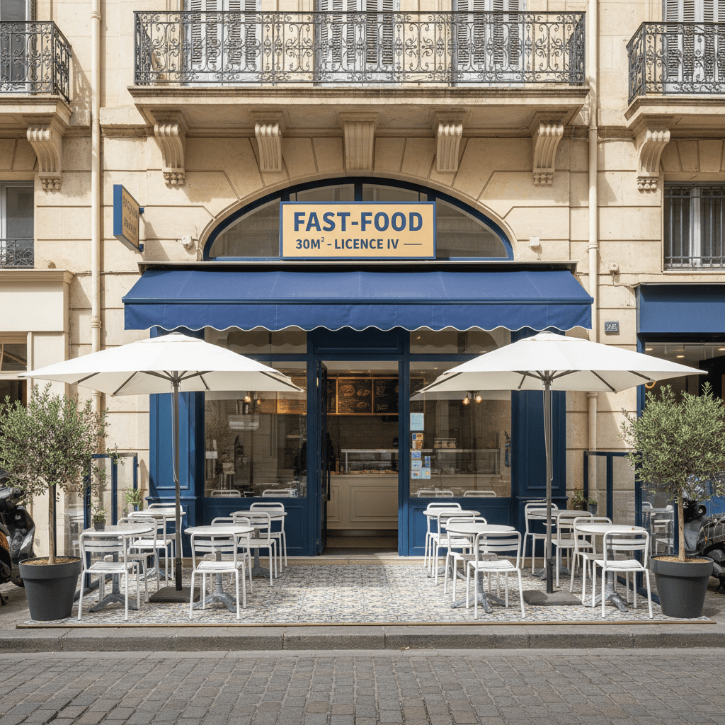 Fast-food 30m² à Marseille : terrasse - licence IV