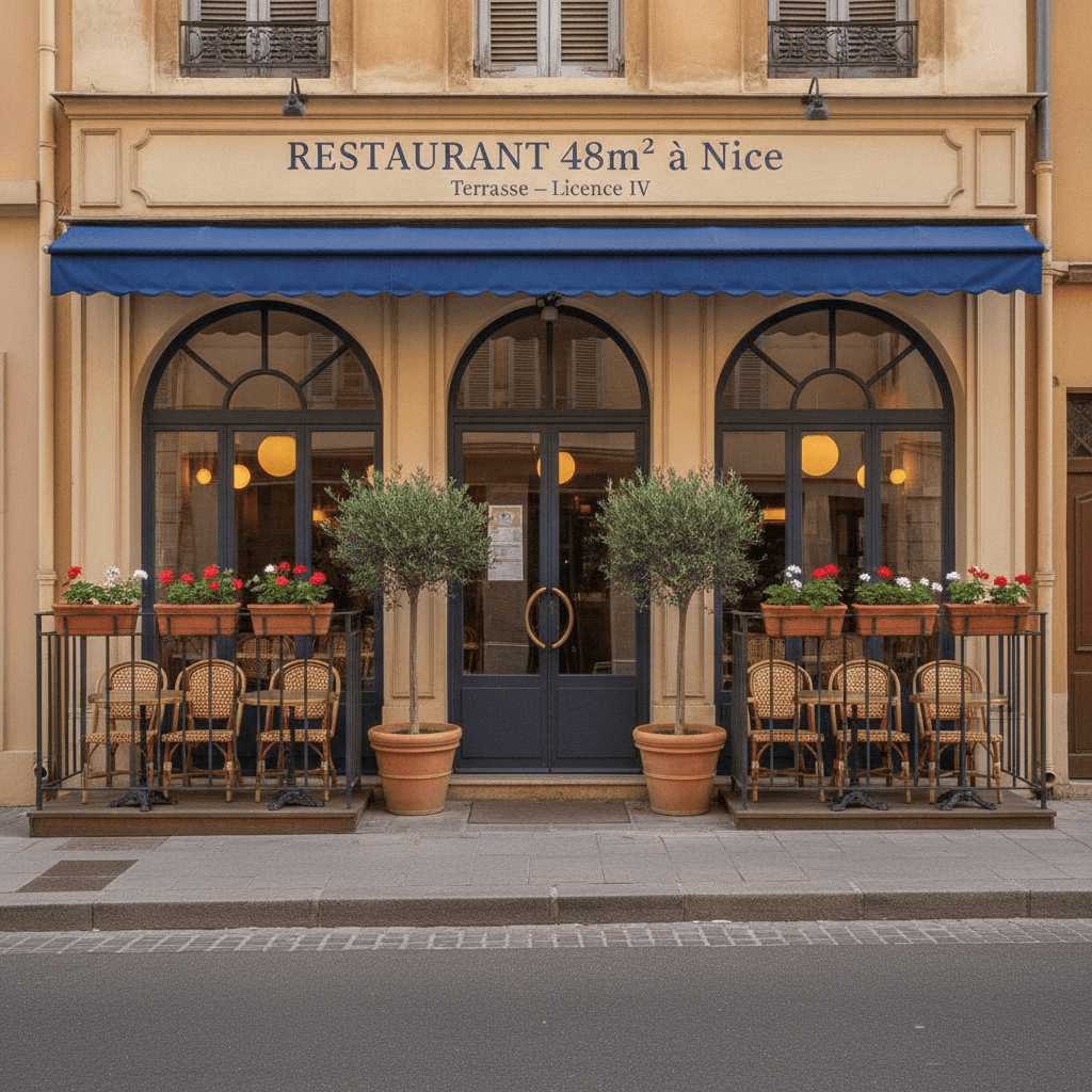 Restaurant 48m² à Nice : terrasse - licence IV