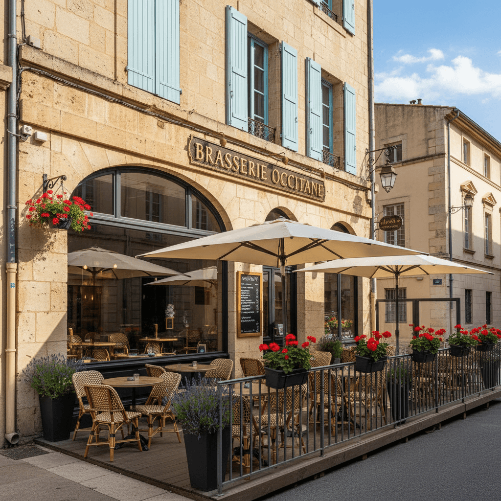 Bar-brasserie 736m² à Montpellier : terrasse - licence IV