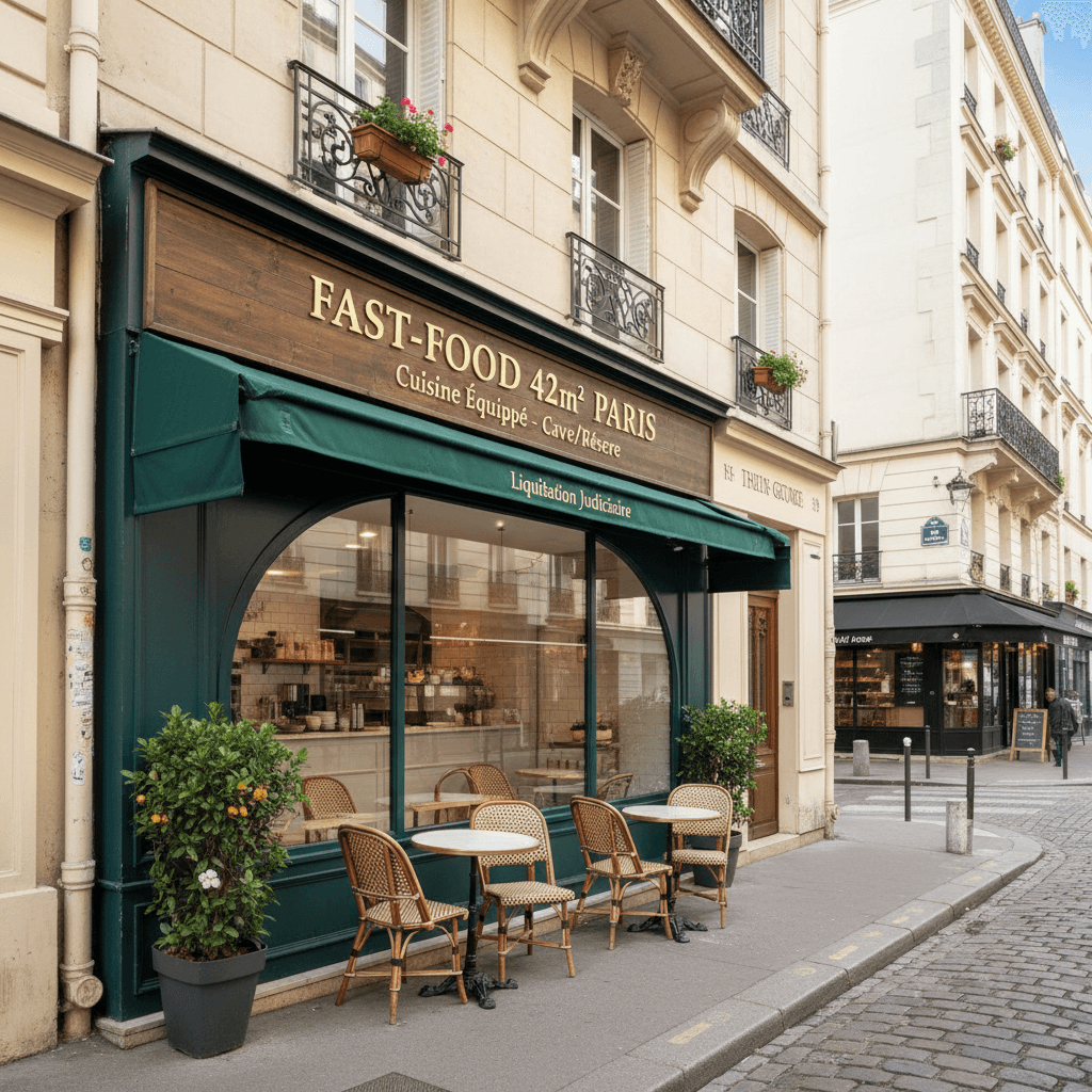 Fast-food 42m² à Paris : cuisine équipée - cave/réserve en liquidation judiciaire