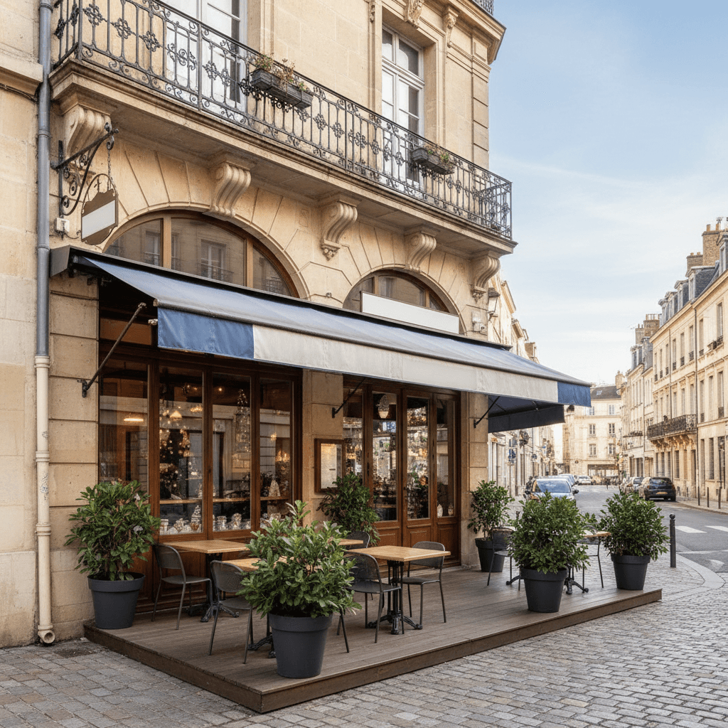 Restaurant 75m² à Dijon : terrasse - cuisine équipée