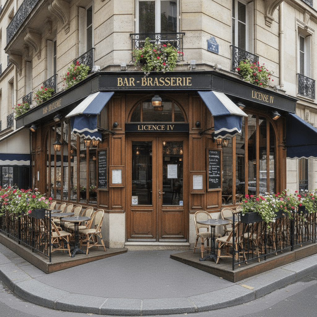 Bar-brasserie 50 couverts à Paris : terrasse - licence IV