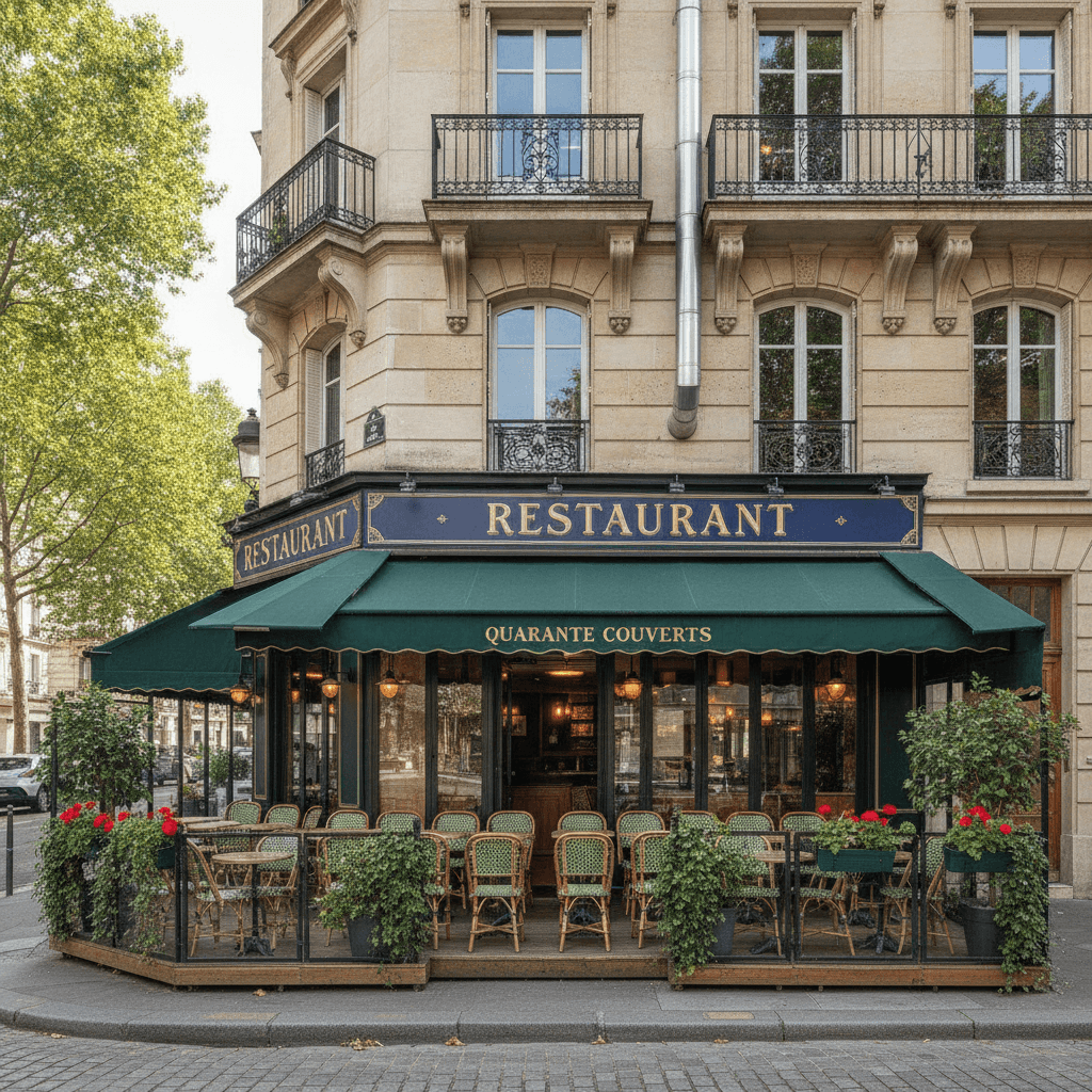 Restaurant 40 couverts à Paris : terrasse - extraction