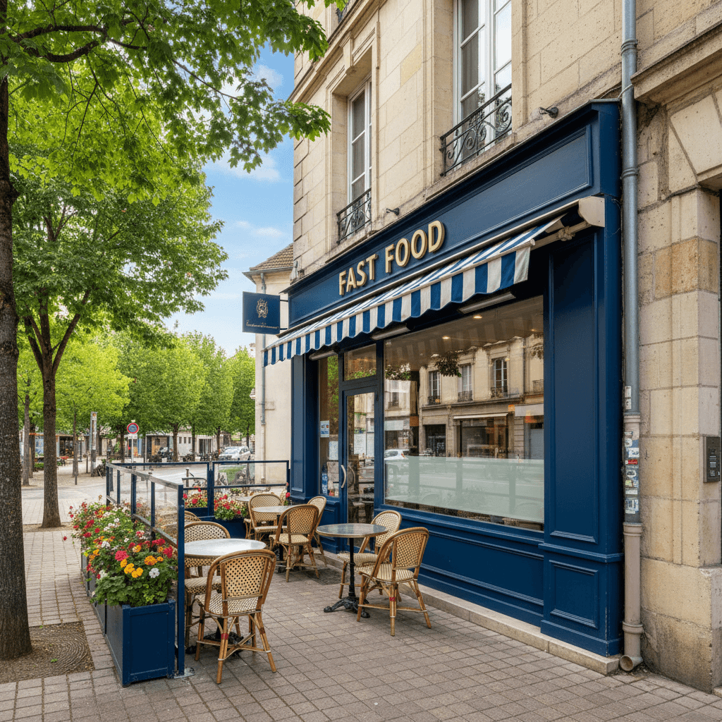 Fast-food à Dijon : terrasse - extraction