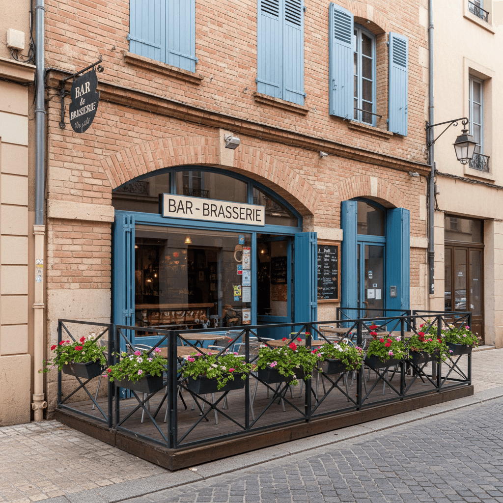 Bar-brasserie 90m² à Toulouse : terrasse - licence IV