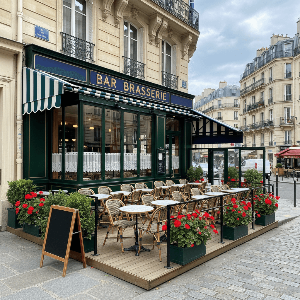 Bar-brasserie 36 couverts à Paris : terrasse - licence IV