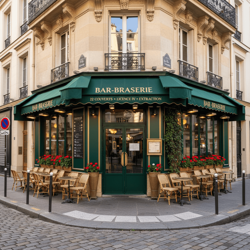 Bar-brasserie 22 couverts à Paris : licence IV - extraction