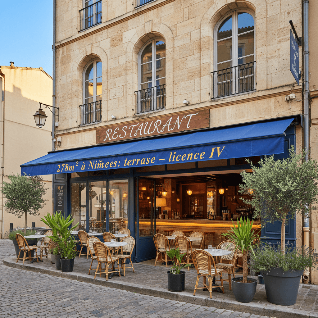 Restaurant 278m² à Nîmes : terrasse - licence IV