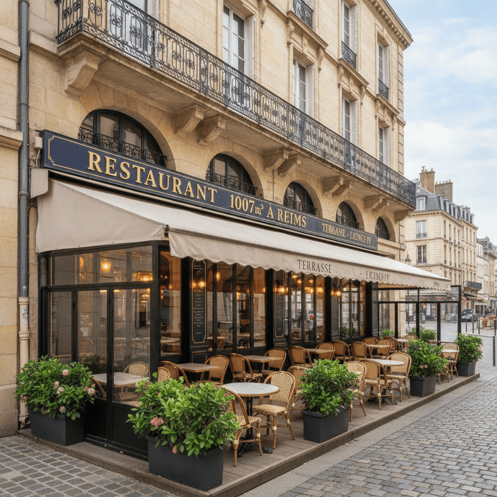 Restaurant 1007m² à Reims : terrasse - licence IV