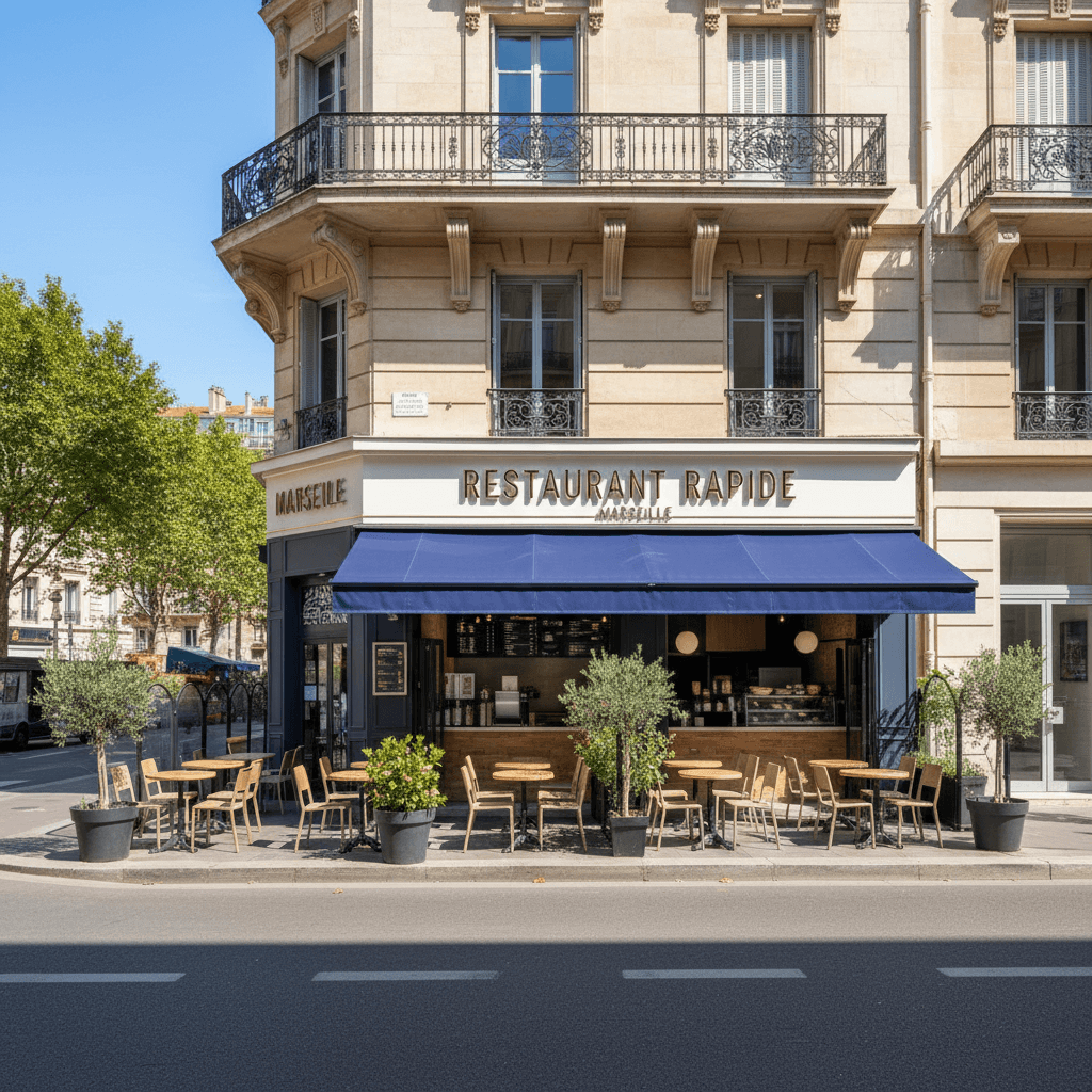 Fast-food 160m² à Marseille : terrasse - licence IV
