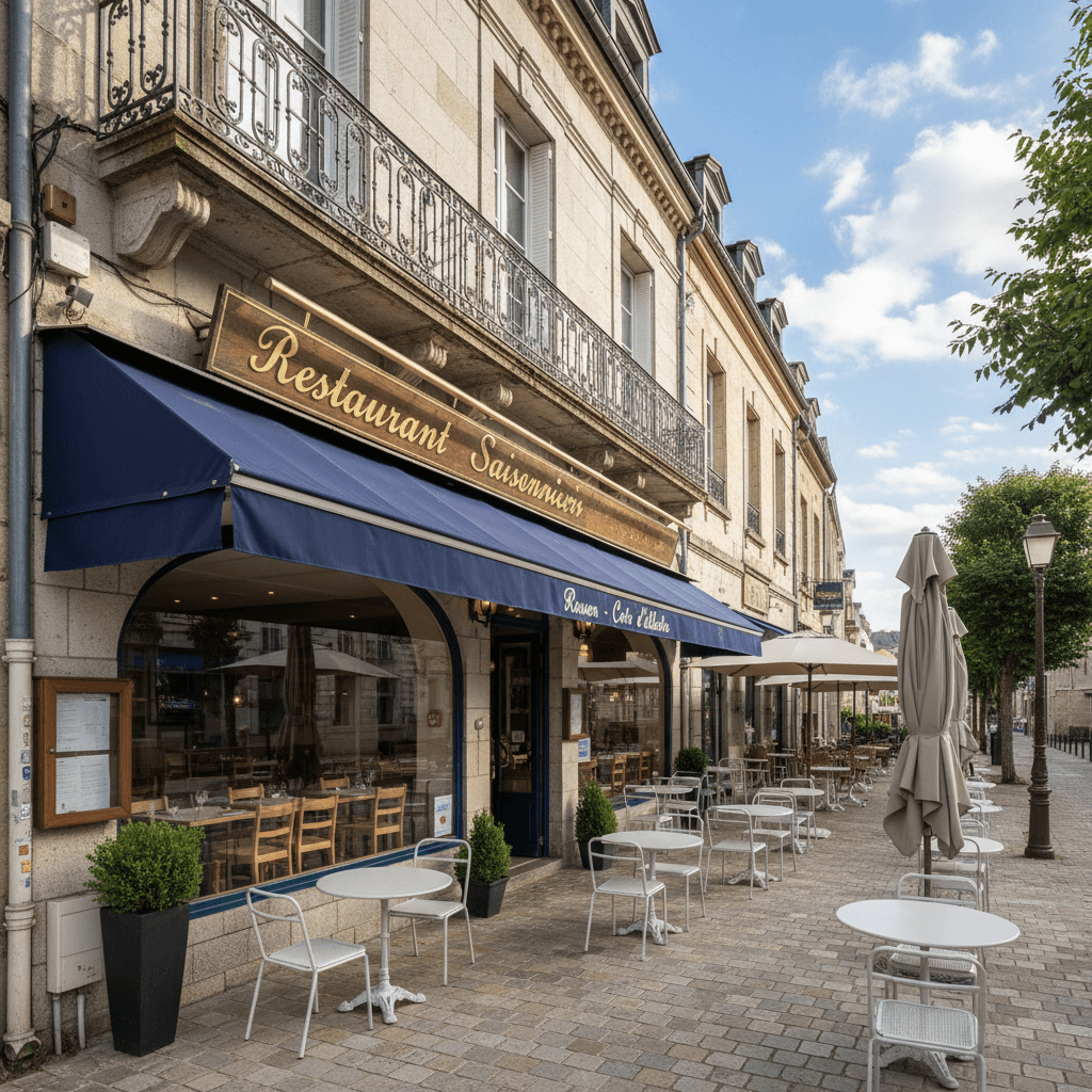 Restaurant à Rouen : terrasse - parking