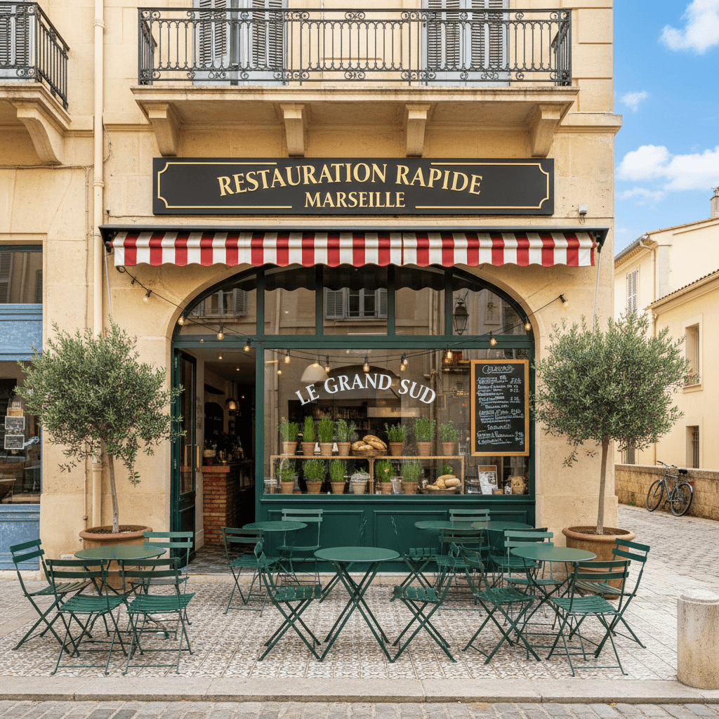 Fast-food 34m² à Marseille : terrasse - extraction