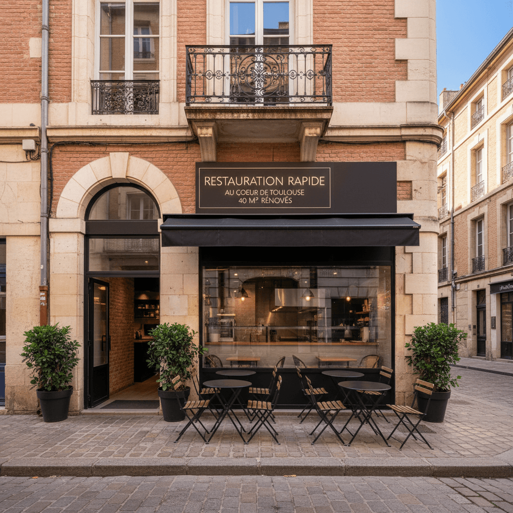Fast-food 40m² à Toulouse : terrasse - extraction