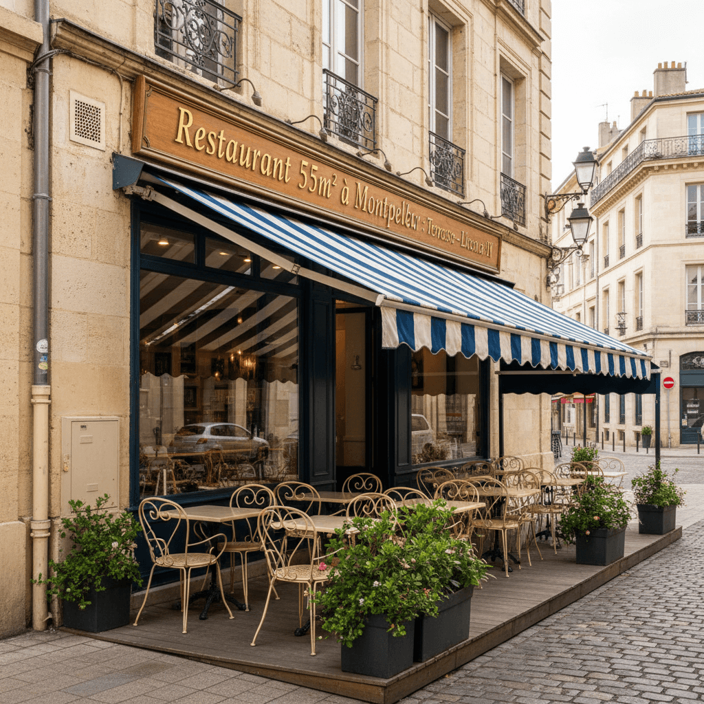 Restaurant 55m² à Montpellier : terrasse - licence IV