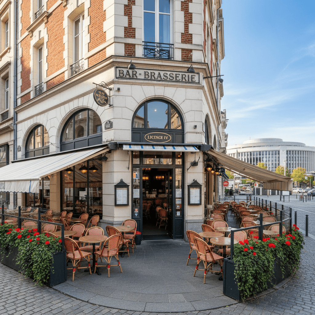 Bar-brasserie 150m² à Lille : terrasse - licence IV