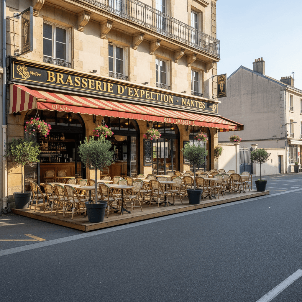 Bar-brasserie à Nantes : terrasse - parking