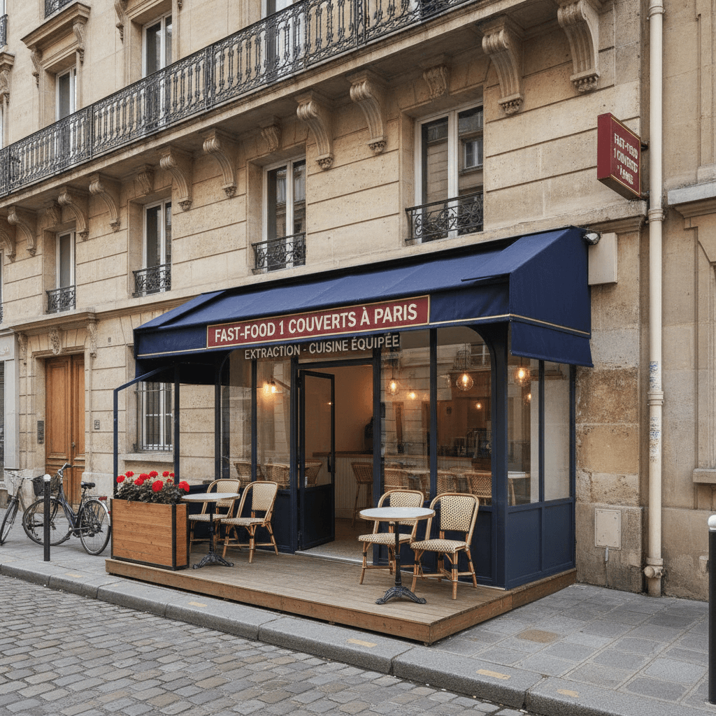 Fast-food 1 couverts à Paris : extraction - cuisine équipée