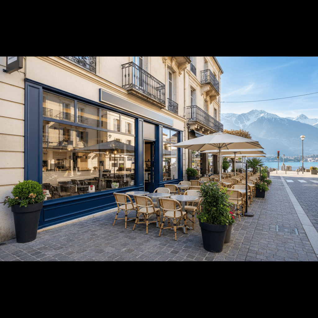 Fast-food 578m² à Annecy : terrasse - licence IV