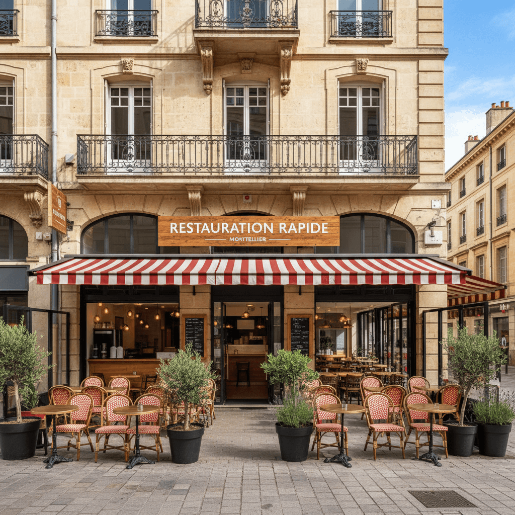 Fast-food à Montpellier : terrasse - extraction