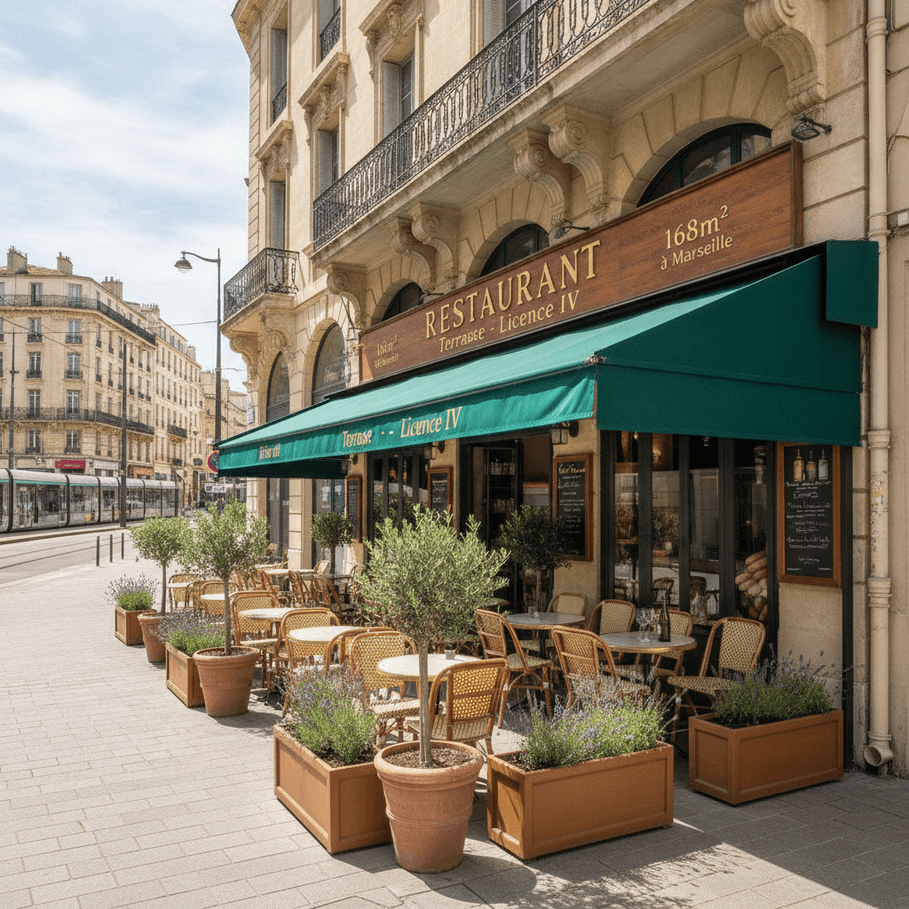 Restaurant 168m² à Marseille : terrasse - licence IV