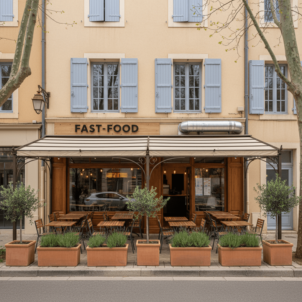 Fast-food 80m² à Le Pontet : terrasse - extraction