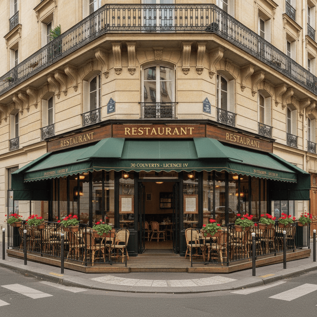 Restaurant 30 couverts à Paris : terrasse - licence IV