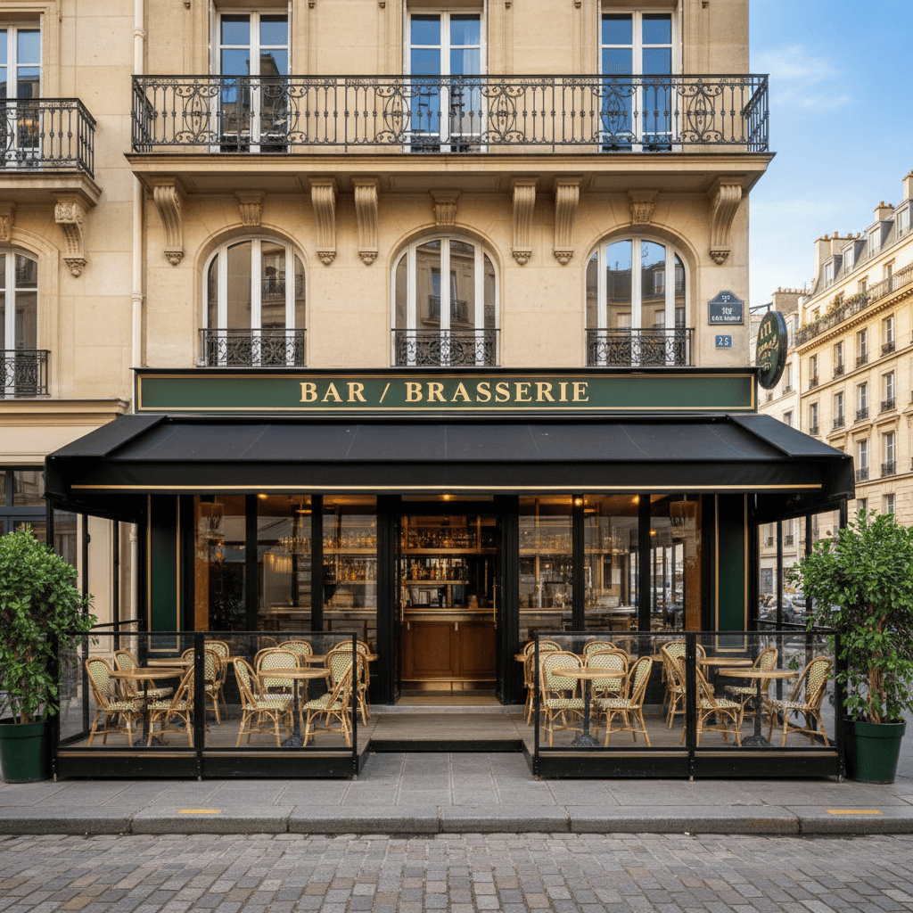 Bar-brasserie 60m² à Paris : terrasse - licence IV