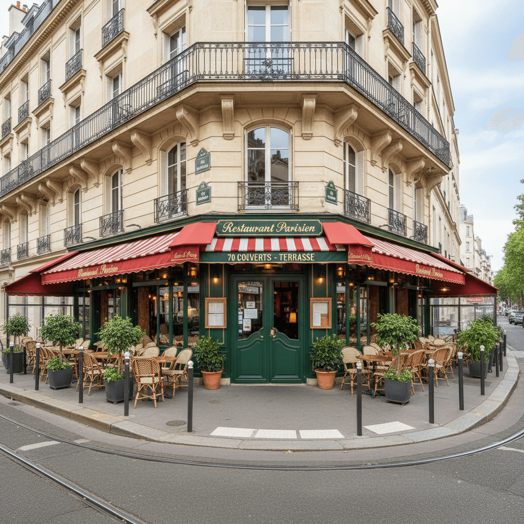 Restaurant 70 couverts à Paris : terrasse - licence IV