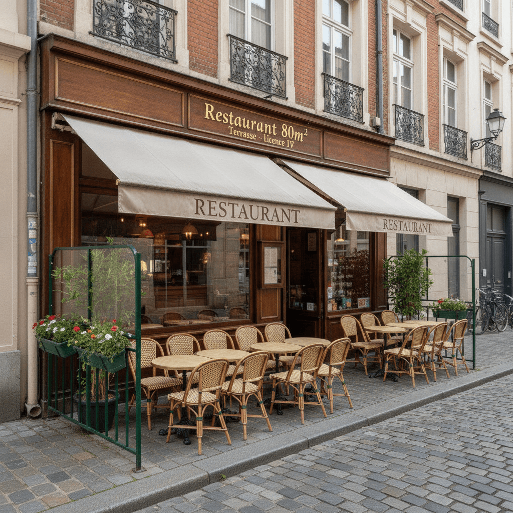Restaurant 80m² à Lille : terrasse - licence IV