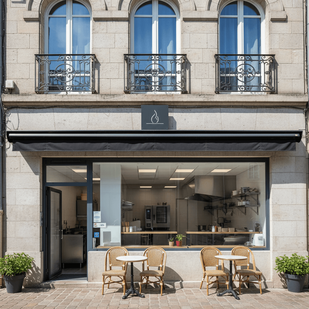 Dark kitchen 112m² à Clermont-Ferrand : cuisine équipée