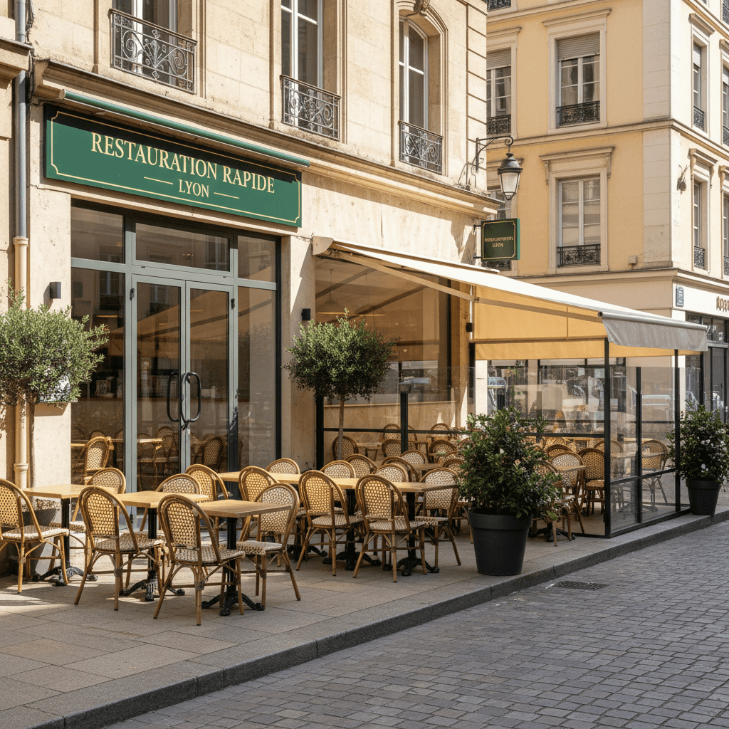 Fast-food 105m² à Lyon : terrasse - extraction