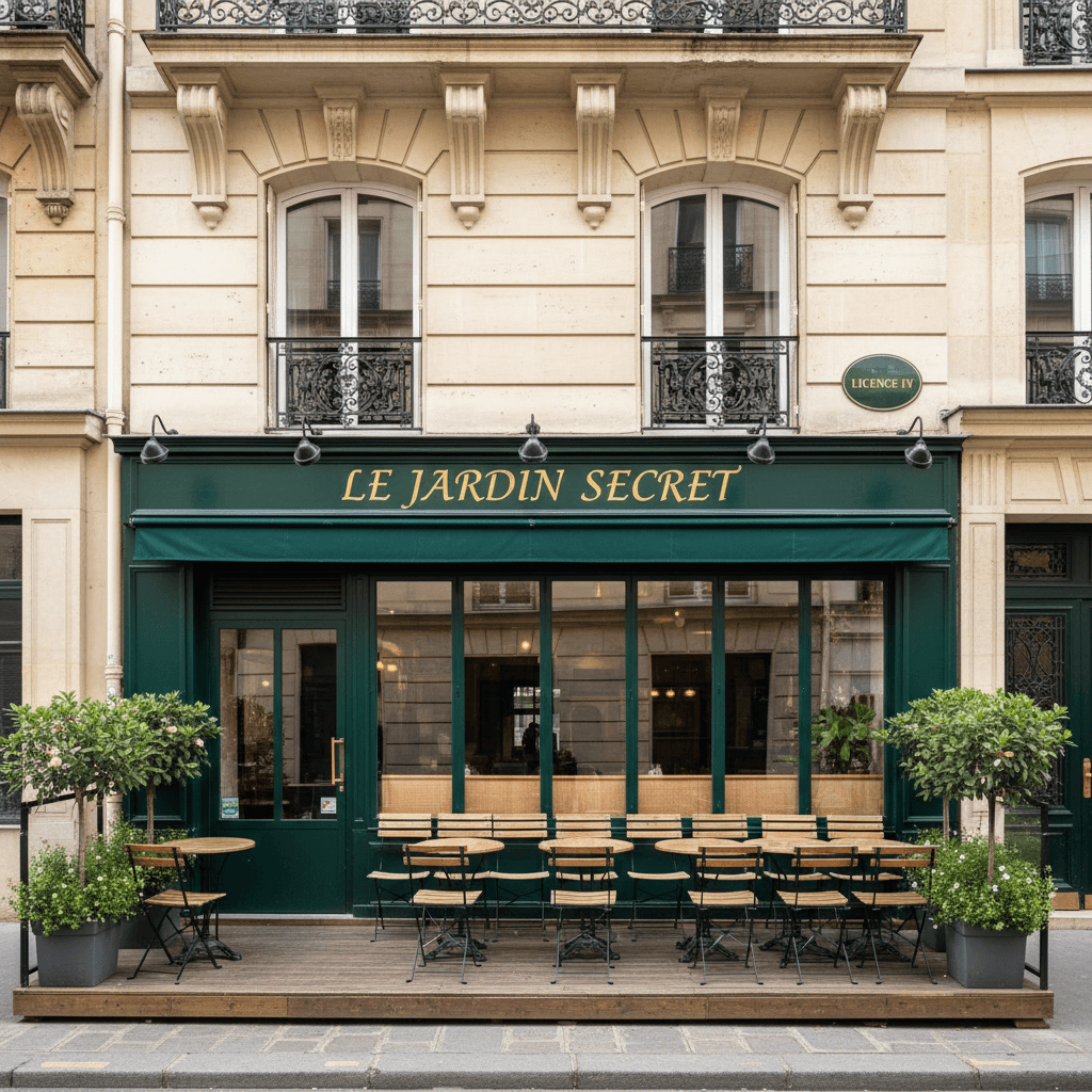 Restaurant 40 couverts à Paris : terrasse - licence IV