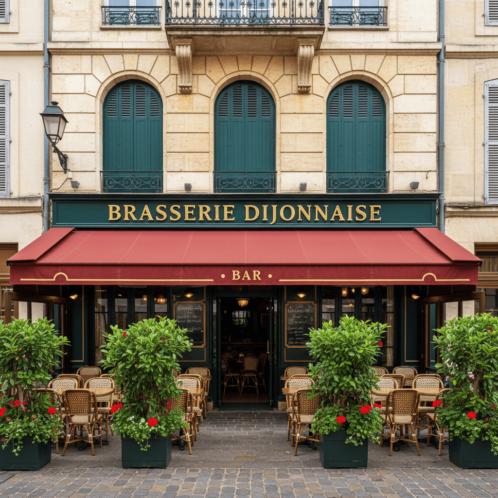 Bar-brasserie à Dijon : terrasse - parking