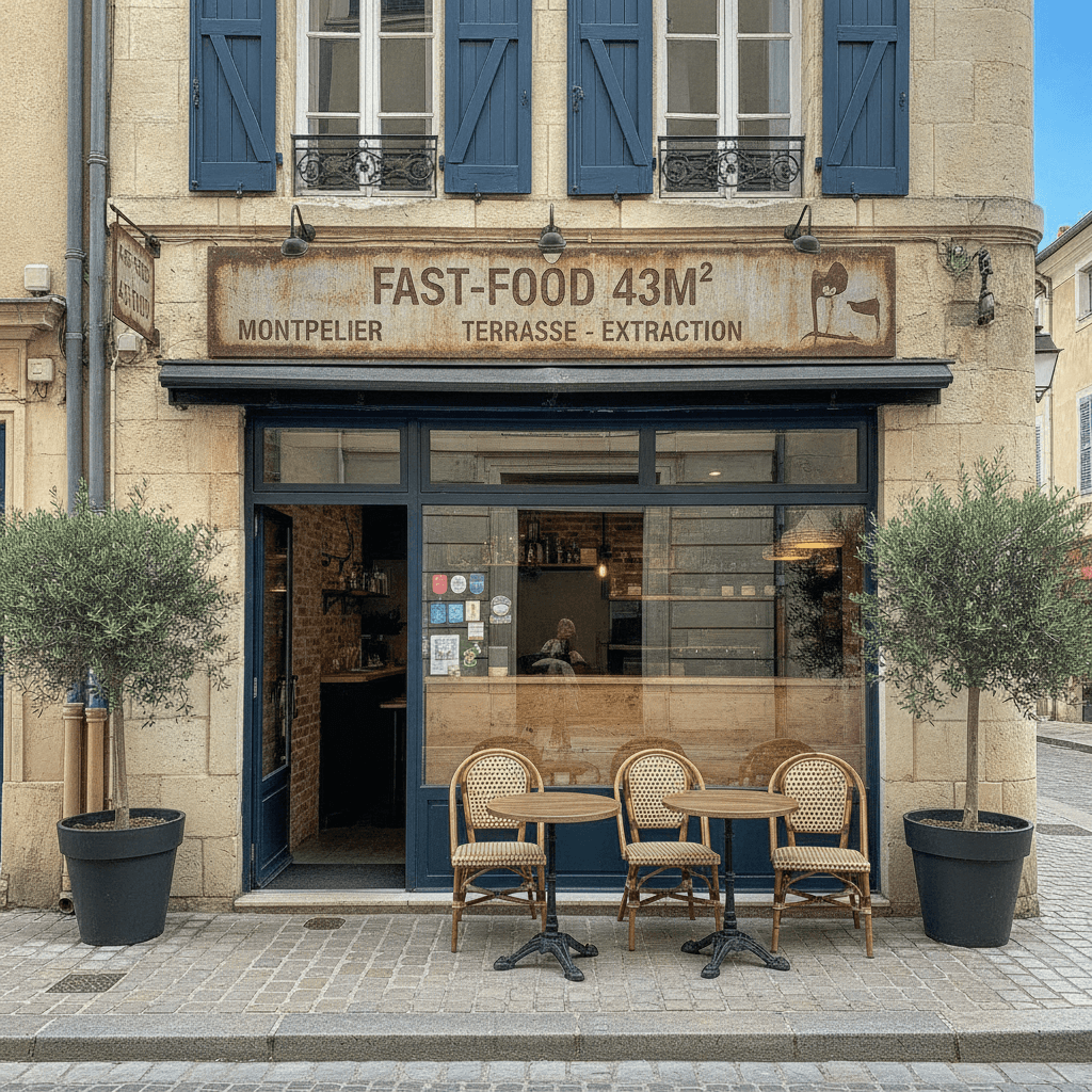 Fast-food 43m² à Montpellier : terrasse - extraction