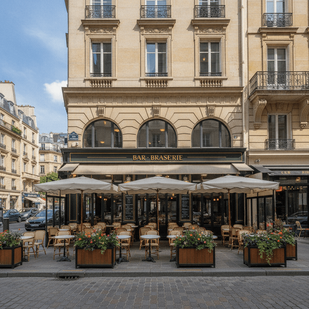 Bar-brasserie 40 couverts à Paris : terrasse - licence IV