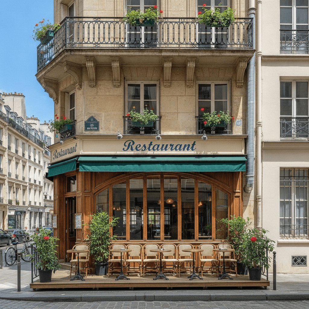 Restaurant 25 couverts à Paris : terrasse - extraction