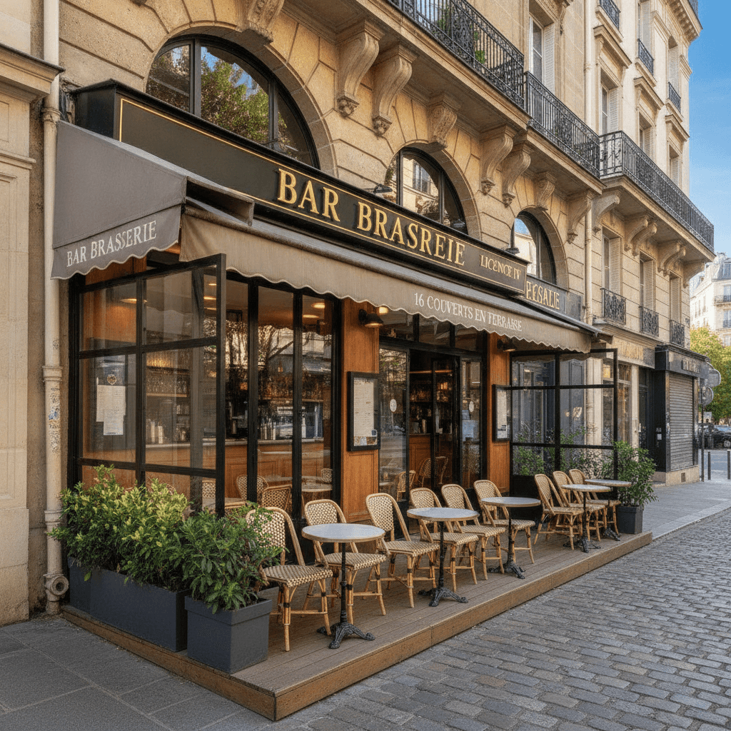 Bar-brasserie 16 couverts à Paris : terrasse - licence IV