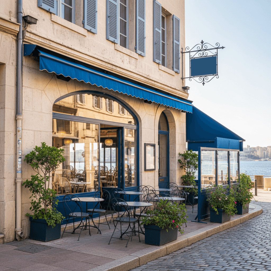 Restaurant 240m² à Marseille : terrasse - cuisine équipée