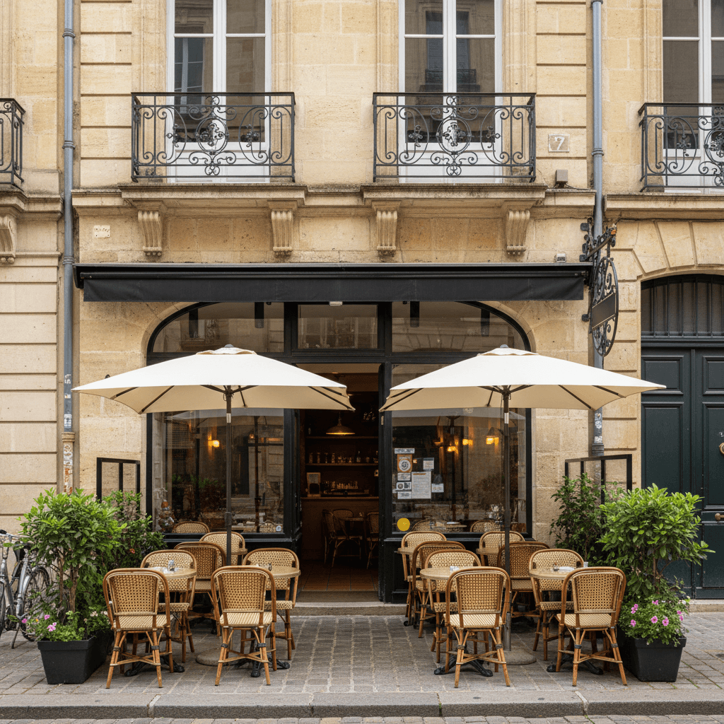 Restaurant 80m² à Bordeaux : terrasse - cuisine équipée