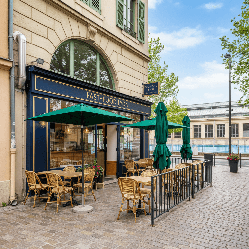 Fast-food à Lyon : terrasse - extraction