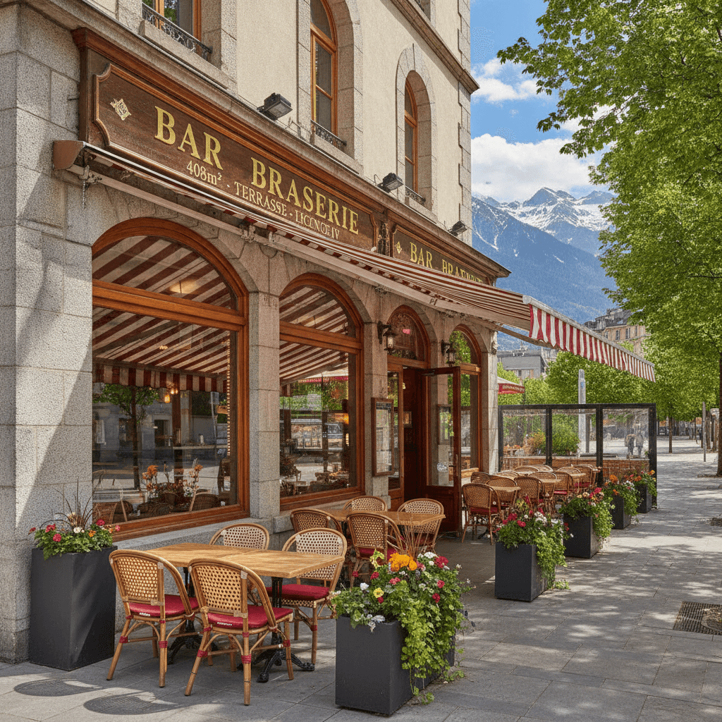 Bar-brasserie 408m² à Grenoble : terrasse - licence IV