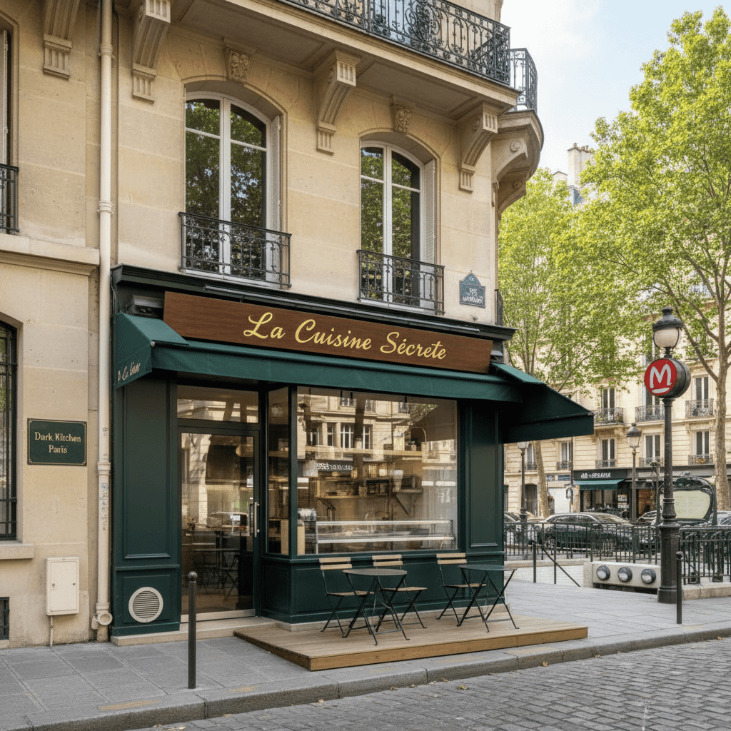 Dark kitchen 65m² à Paris : extraction